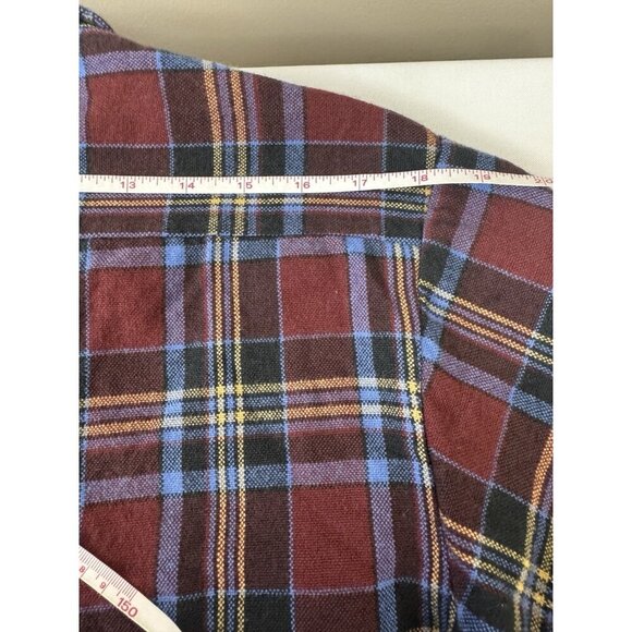 Plaid Flannel Lined Shirt Jacket Shacket Maroon Blue L Cabincore Rugged Mountain - Picture 8 of 9